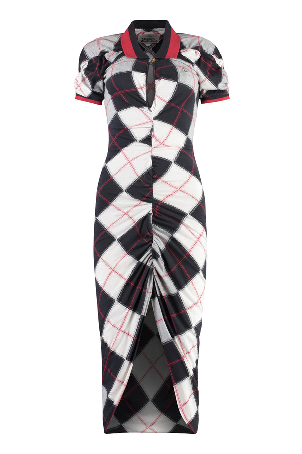 Argyle cotton blend dress-0